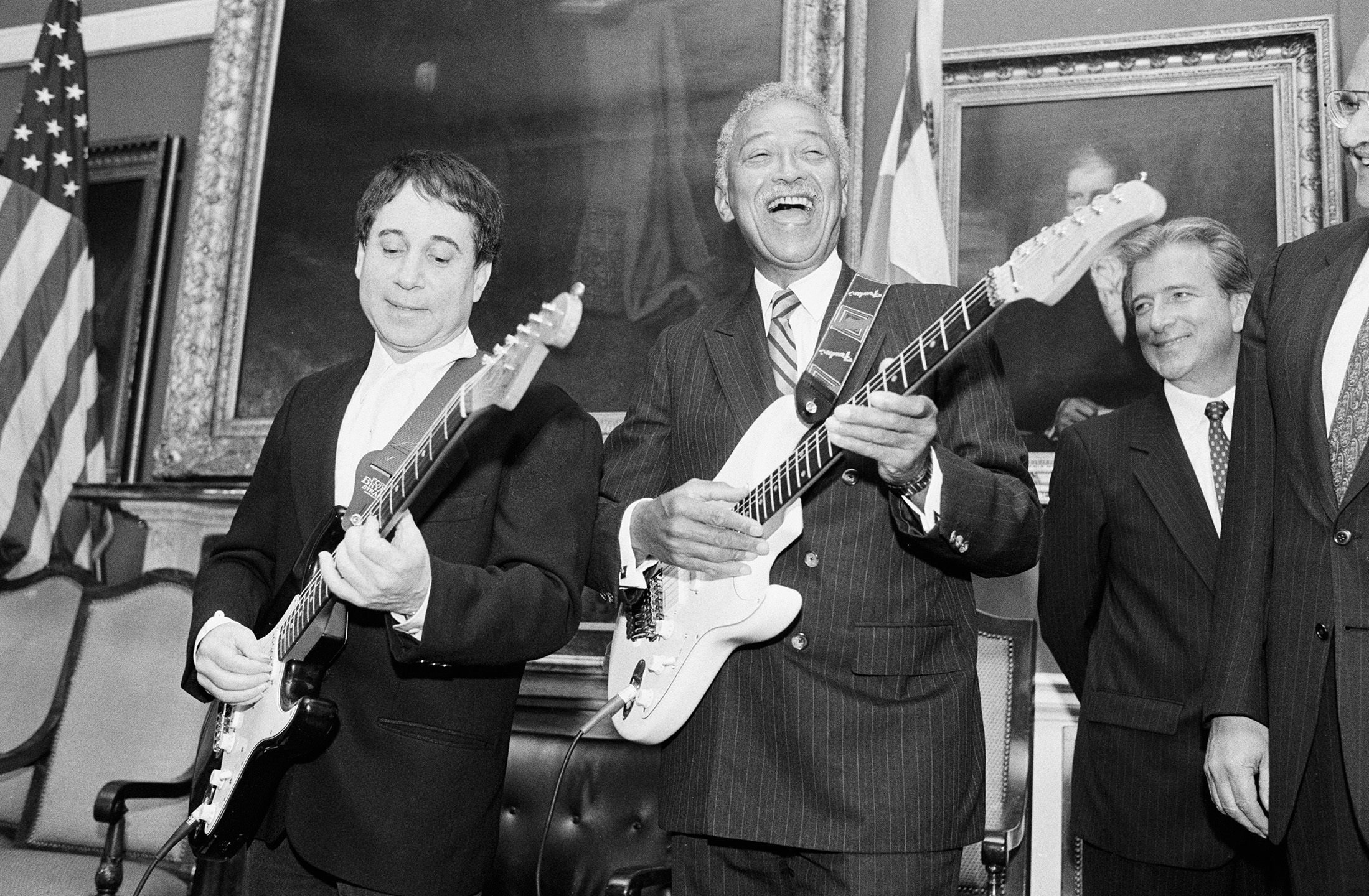 Paul Simon and Mayor Dinkins, July 29, 1991