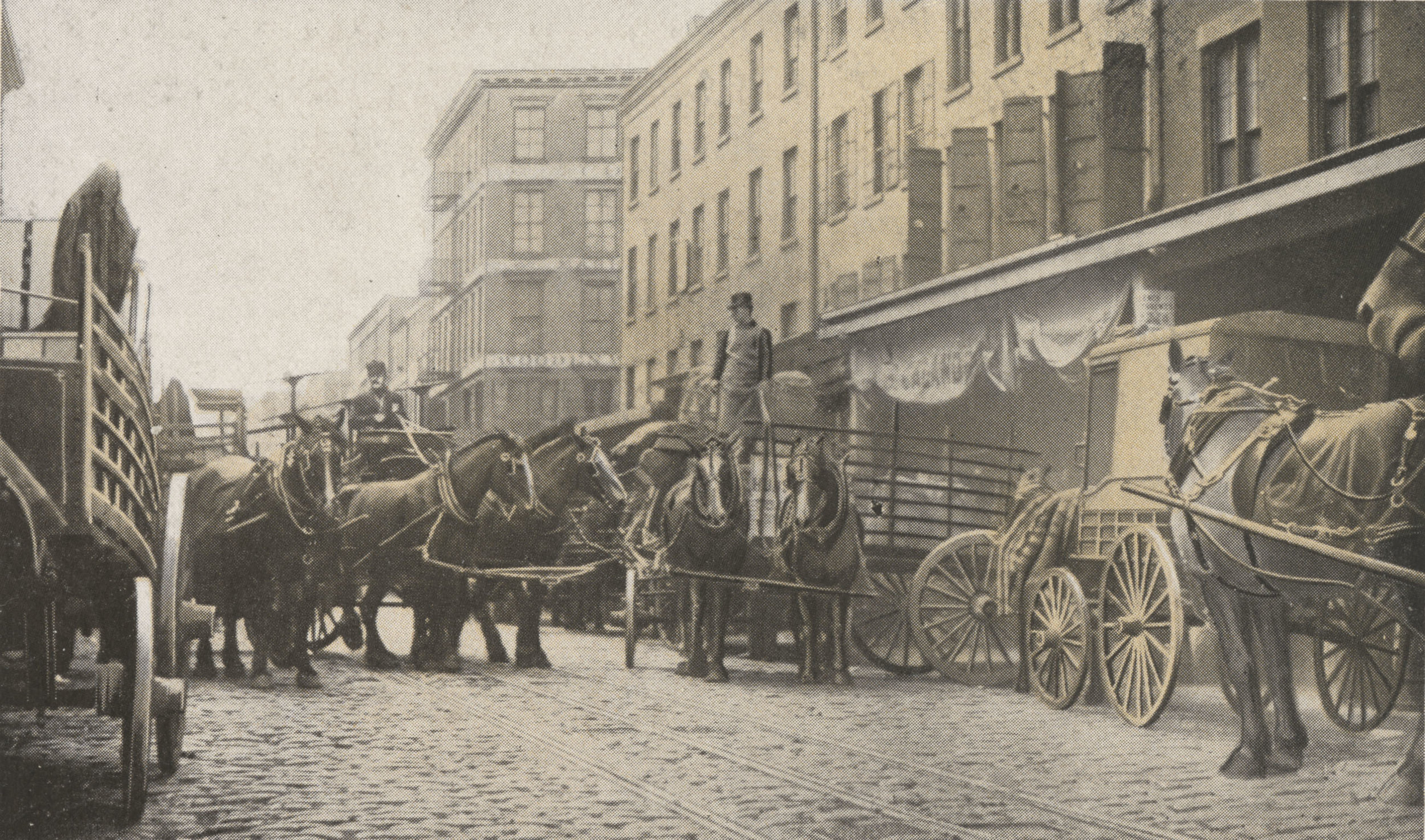 Manhattan street congestion, from Economy: Making Dividends by Saving Them, Bush Terminal Company, 1910. NYC Municipal Archives.