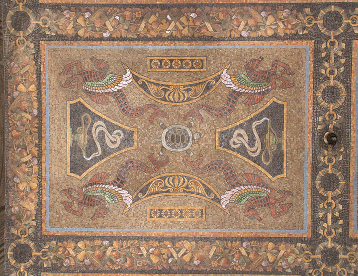 Decorative ceiling mosaic, vestibule, 31 Chambers Street. Photo: Matthew Minor.