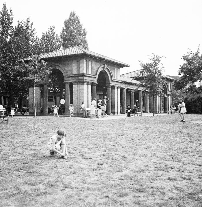 Old pavilion in Sunset Park near 44th Street. July 25, 1934. NYC Municipal Archives.