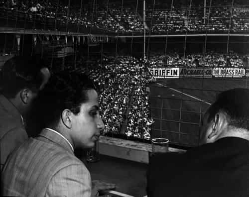Dodgers vs. Giants at Ebbets Field King Faisal II watching the game from Walter O’Malley’s box Department of State, Harry S. Truman Library & Museum, Accn 72-634