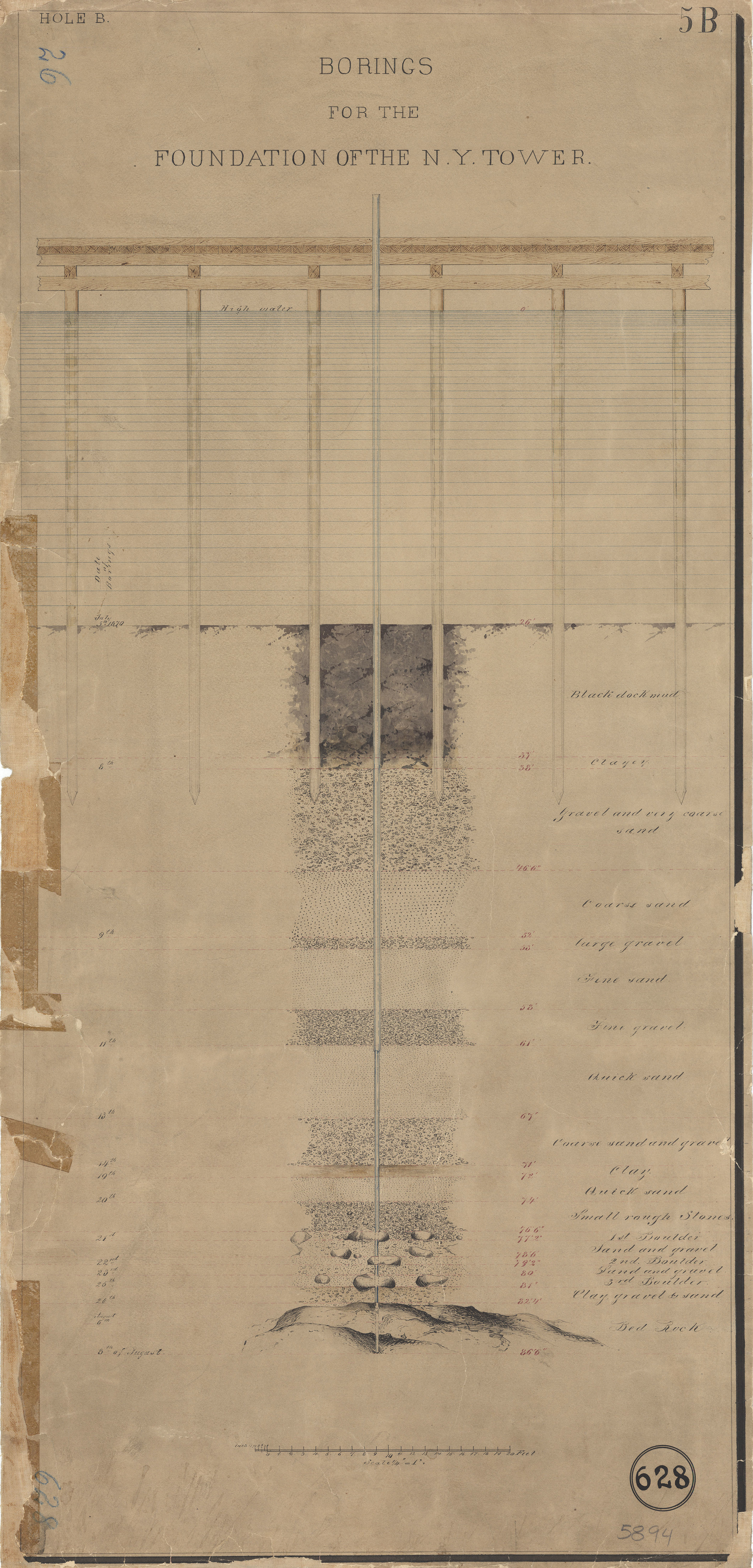 William Vanderbosch, Borings for the Foundation of the New York Tower. Undated. Collection of New York City Municipal Archives.