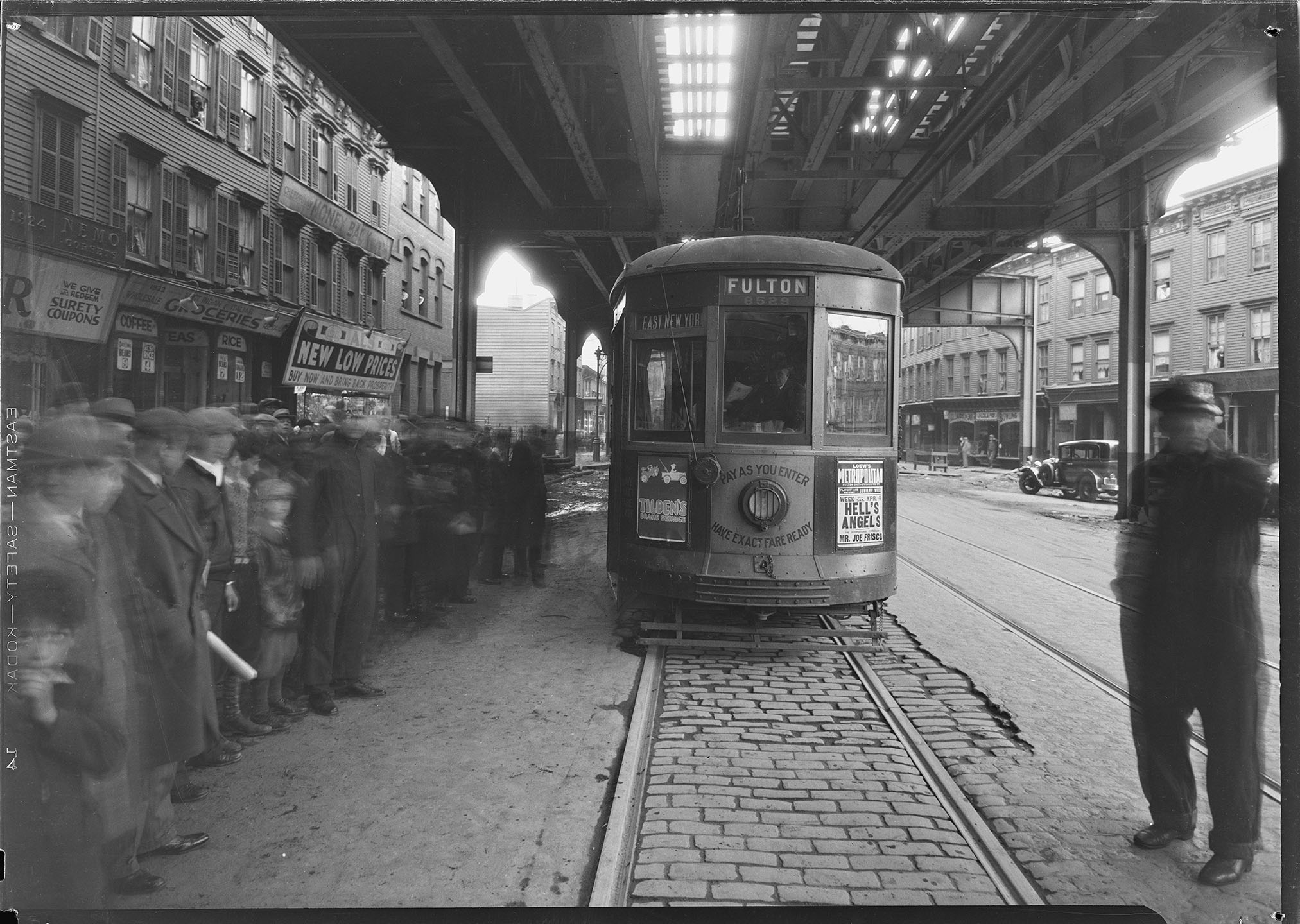 B&Q trolley car which struck and injured Dorothy Reid, 7 years of age, Fulton St. and Ralph Ave., April 8, 1931