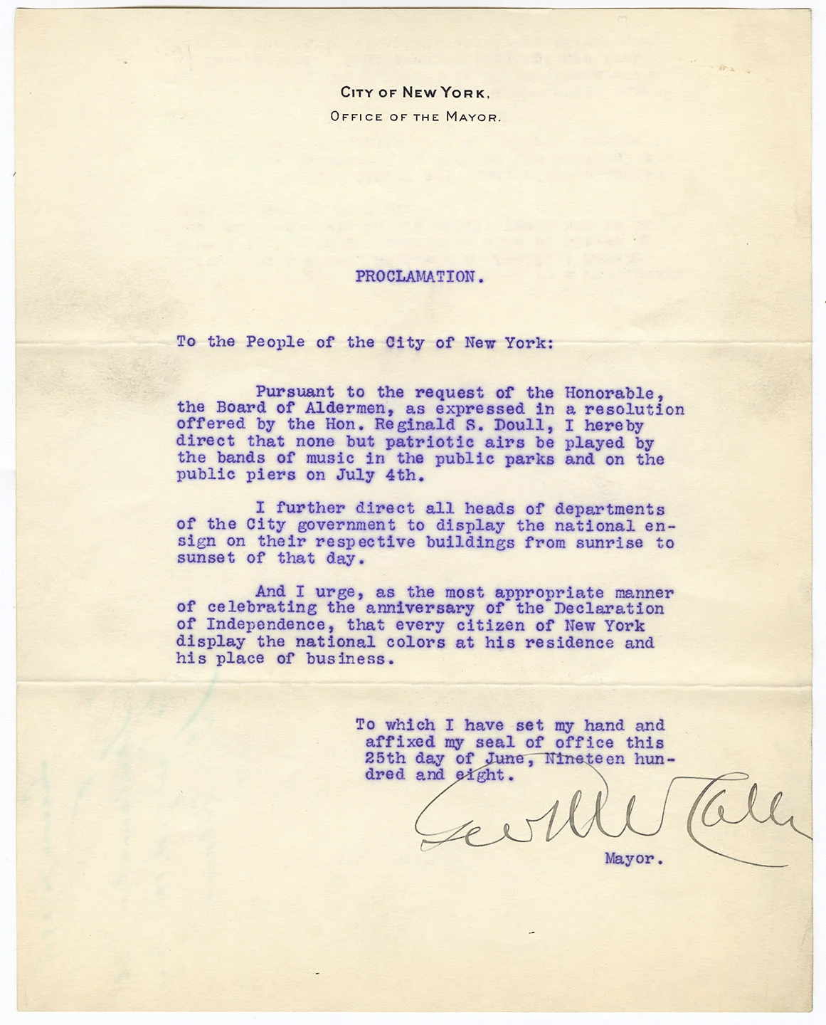 Research on Mayoral Proclamations. Mayor LaGuardia Papers, NYC Municipal Archives.
