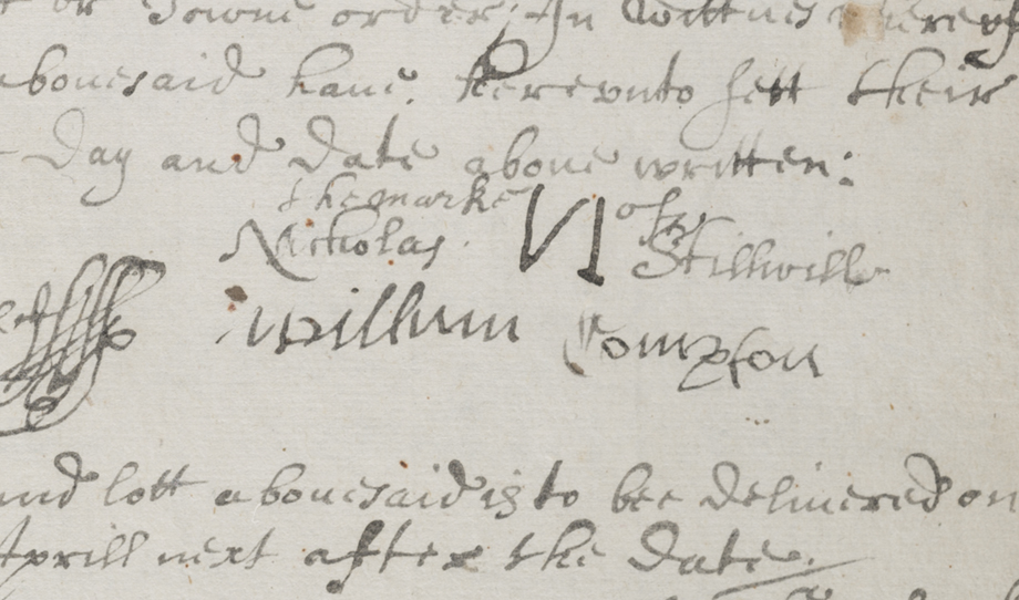 The mark of Nicholas Stillwell. Stillwell consistently drew his first initial backwards. NYC Municipal Archives.