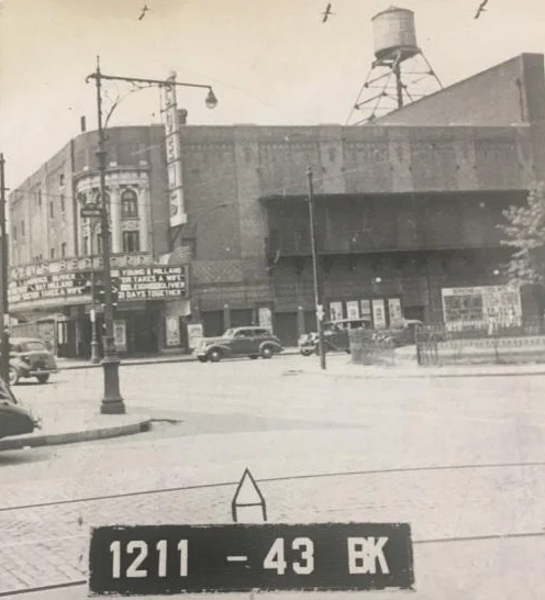Loew’s Bedford in the 1940s. The marquee advertises the movie,“Doctor Takes a Wife.”