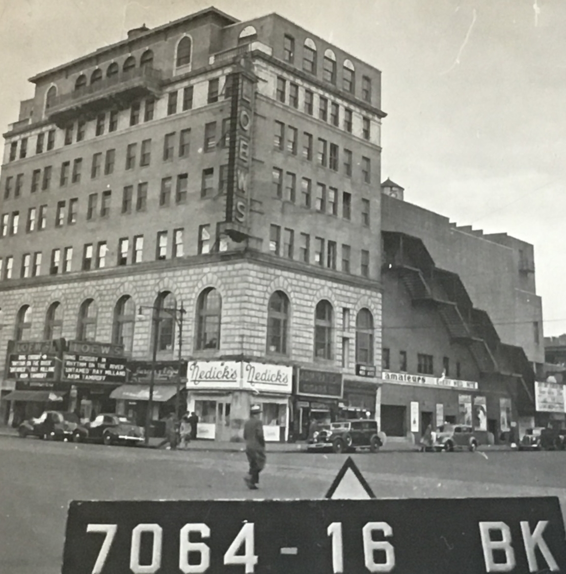 View of the Loew’s Coney Island in the 1940s. The marquee advertises a Bing Crosby movie.