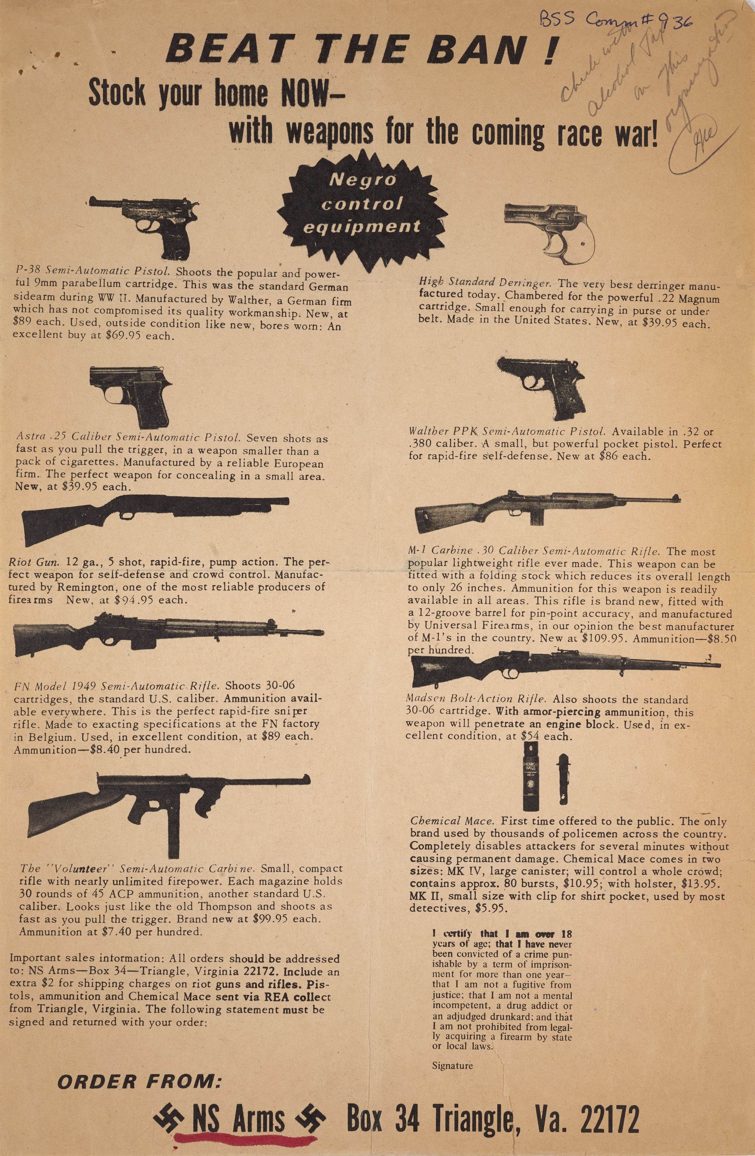 Advertisement for weapons