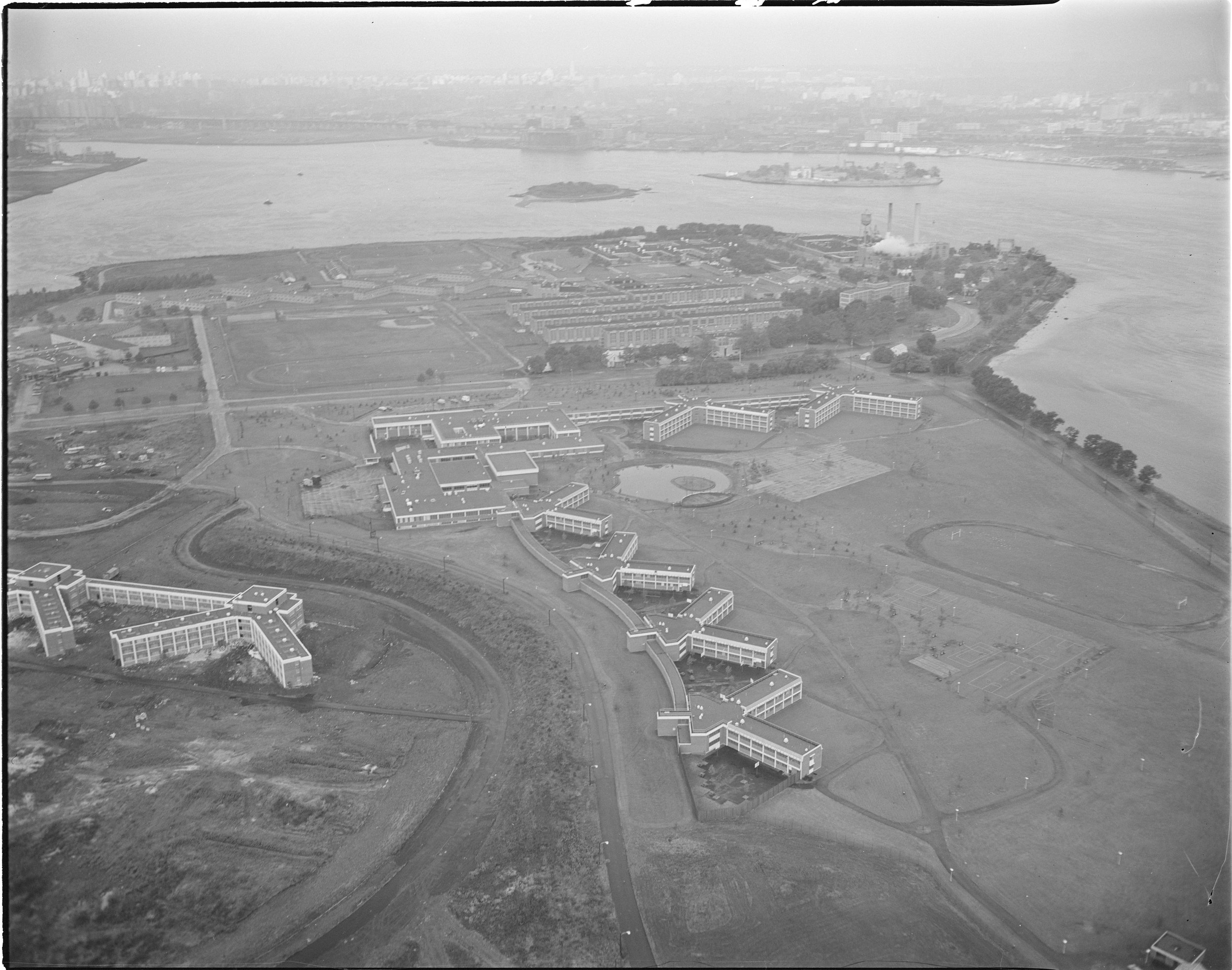 Aerial view of Rikers Island, undated