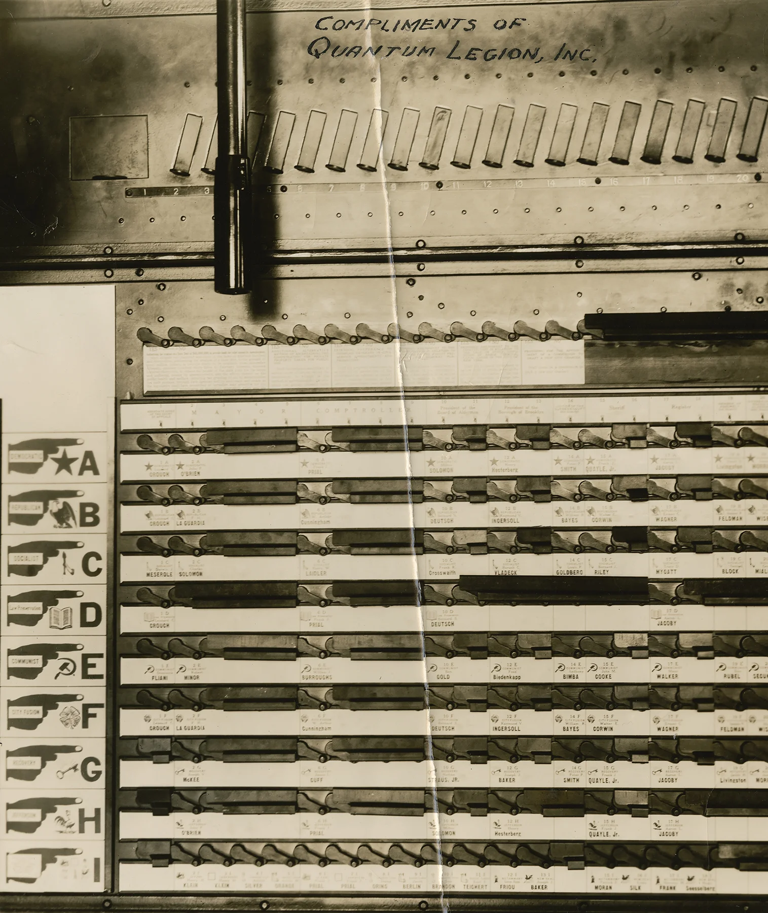 Interior of NYC voting booth, 1933. Mayor La Guardia papers, NYC Municipal Archives.