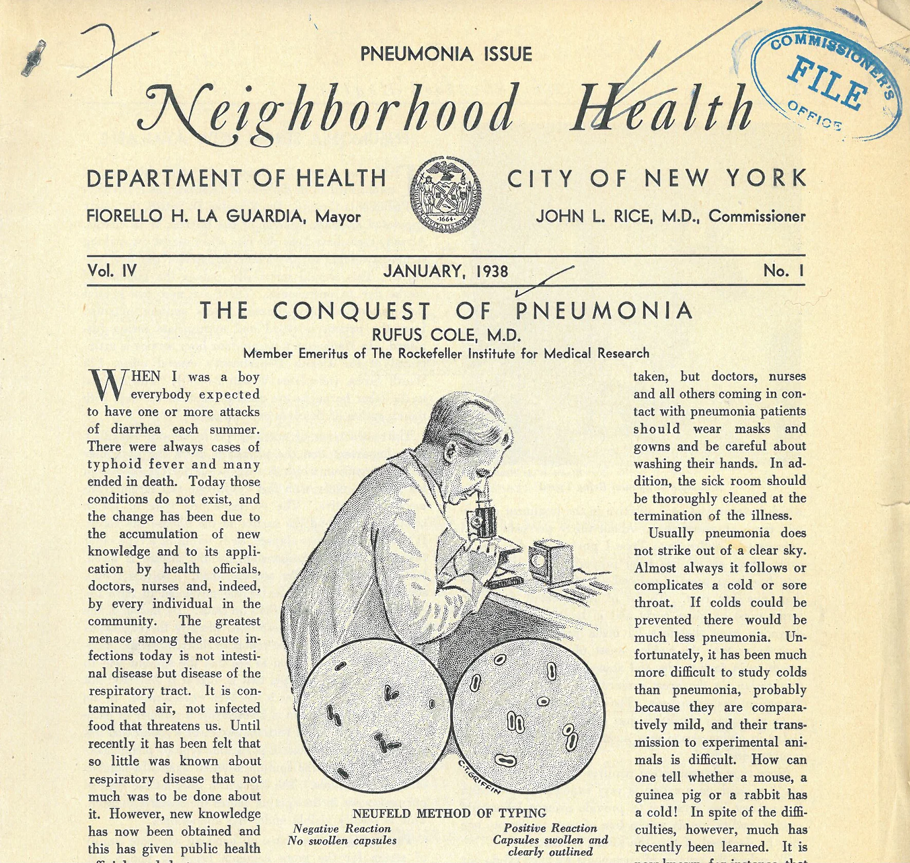A newsletter produced by the Department of Health. Each newsletter focused on a specific health issue, in this case, pneumonia.