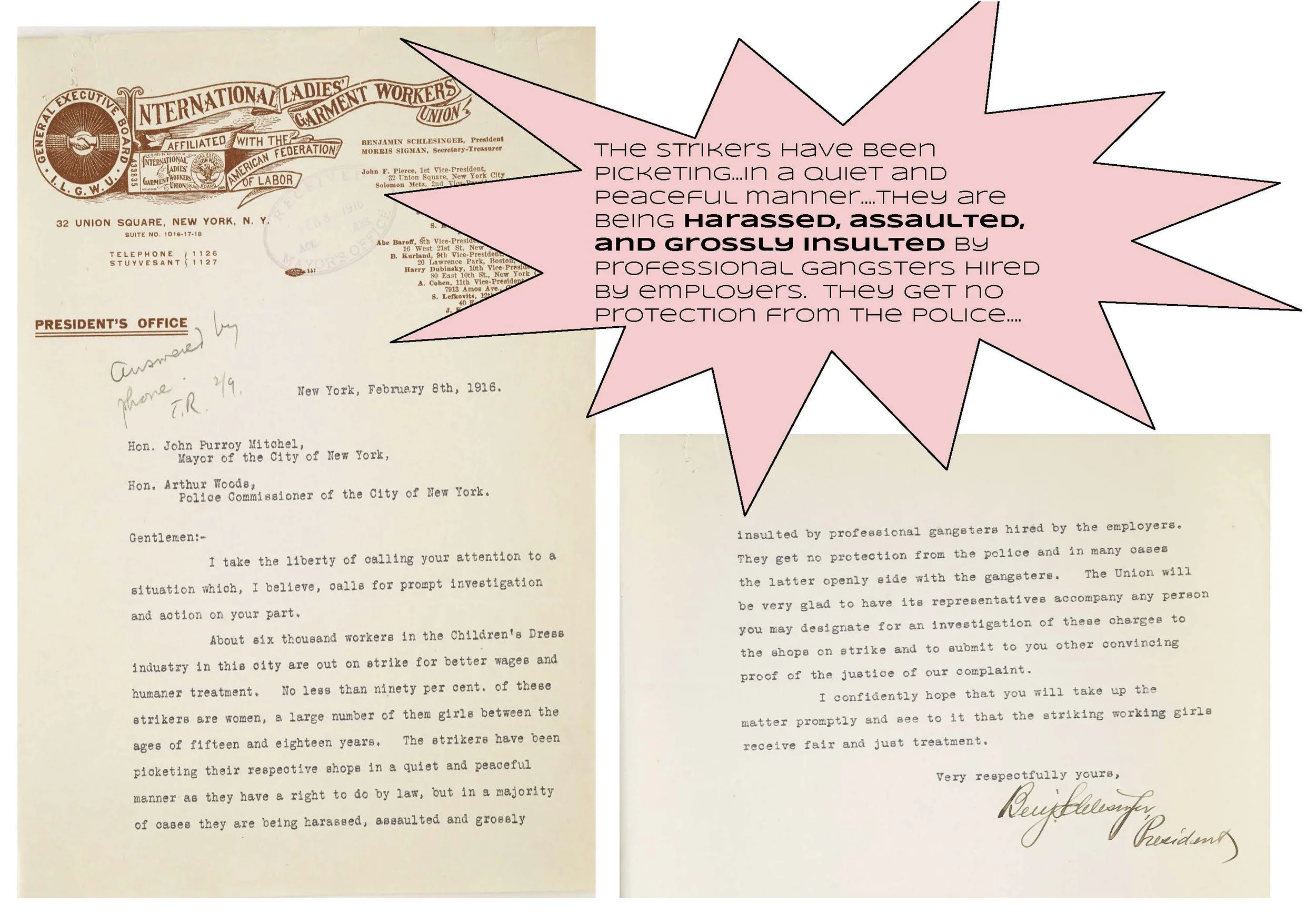 International Ladies’ Garment Workers Union, 1916, Mayor John P. Mitchel Subject Files