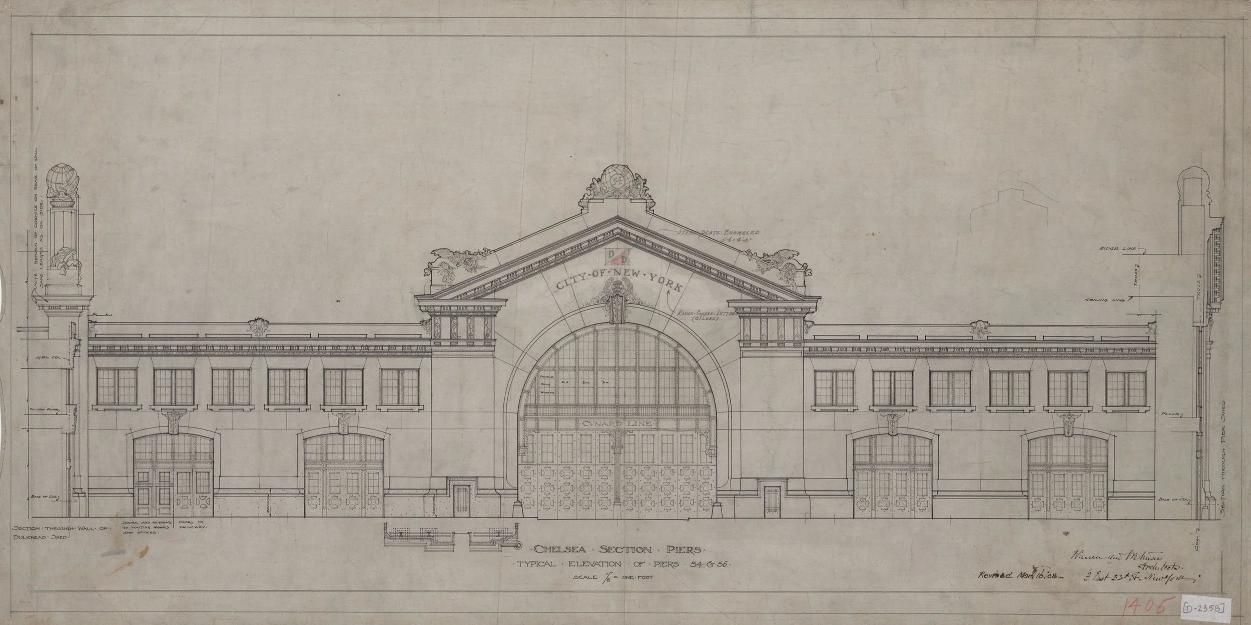 Chelsea Pier Plan 2358, Warren and Wetmore, 1908. Ports & Trade Collection, NYC Municipal Archives.