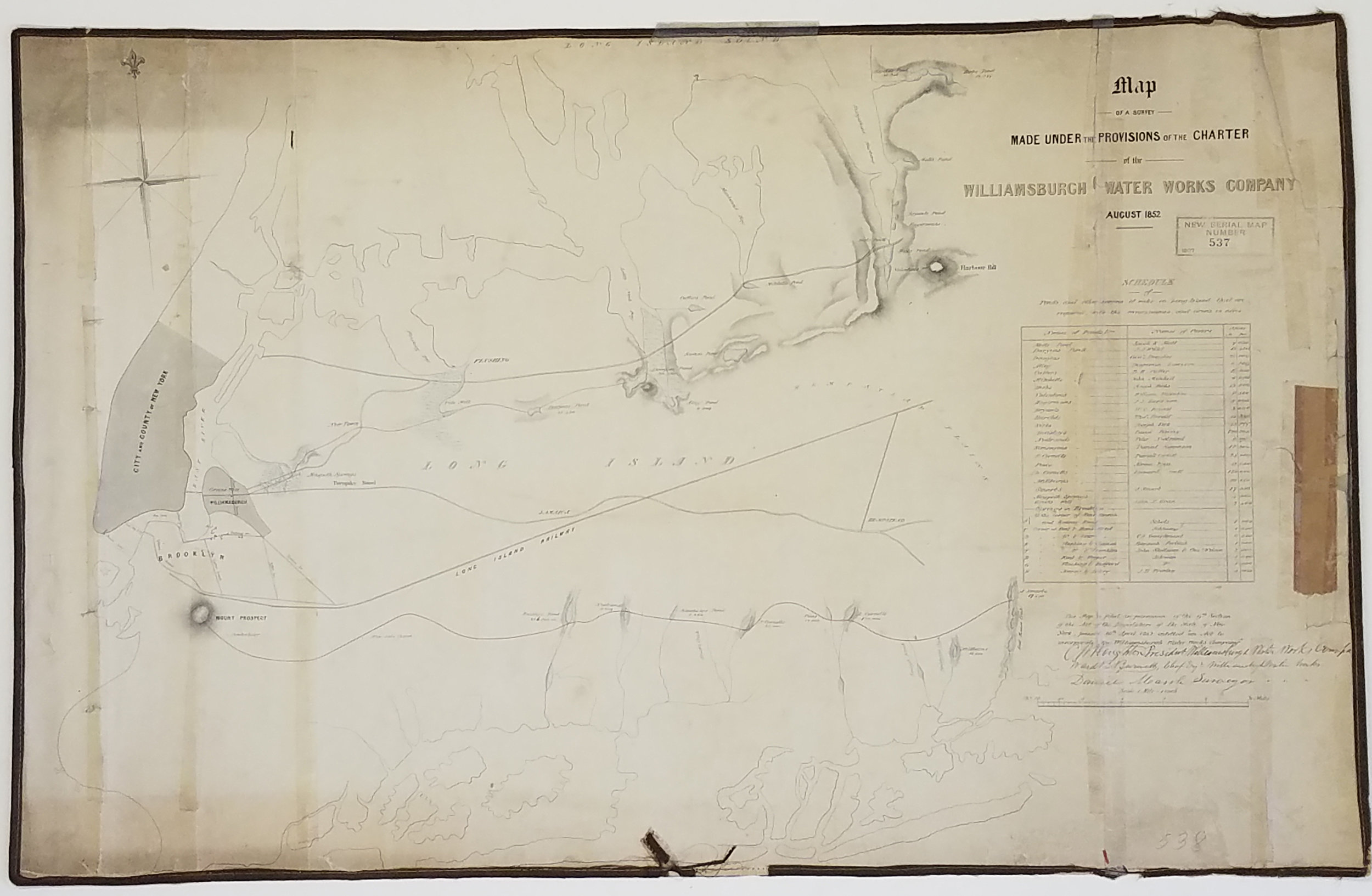 Map of a Survey Made Under the Provisions of the Charter of the Williamsburgh Water Works Company, 1852. City Register collection, NYC Municipal Archives.