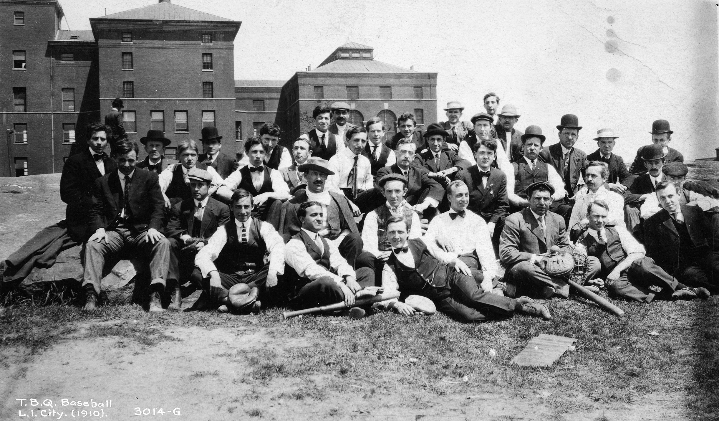 Topographical Bureau of Queens baseball team, Long Island City, 1910. Borough President Queens Collection, NYC Municipal Archives.