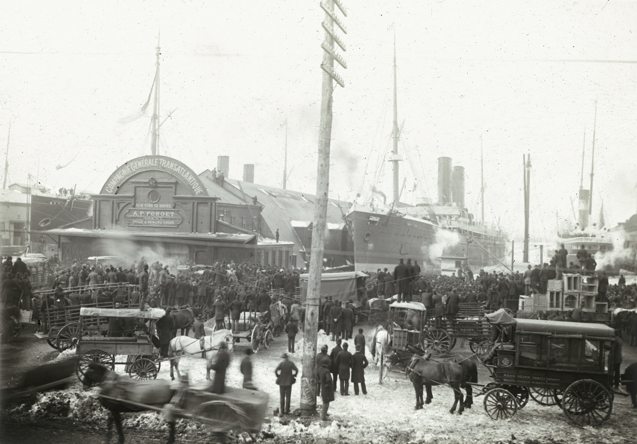 deg_22: Pier 42, French Line at Horatio and Jane Streets, c. 1880. DeGregario Collection, NYC Municipal Archives.