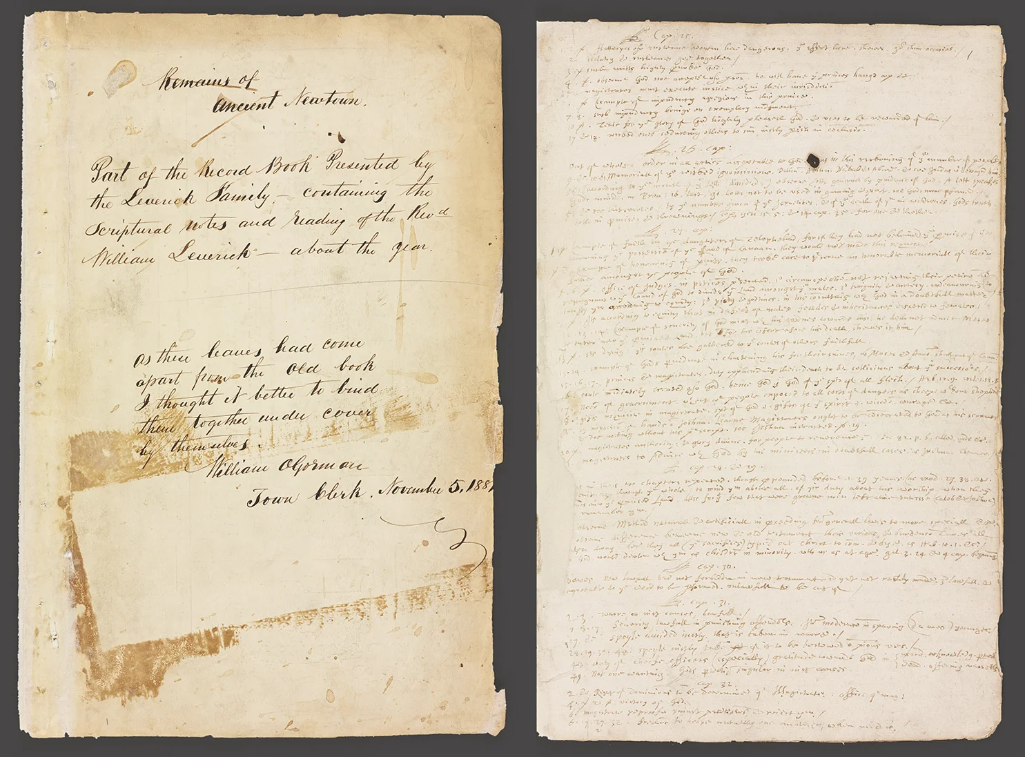 First pages of William Leverich’s notes. Newtown Records, NYC Municipal Archives.