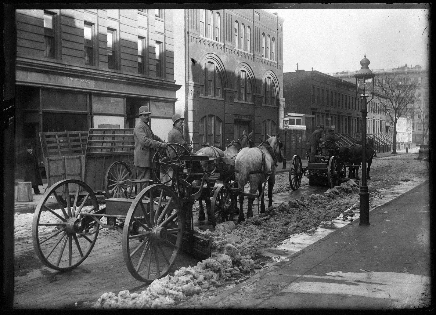 Snow Removal, Department of Sanitation glass negative no. 600, ca. 1900