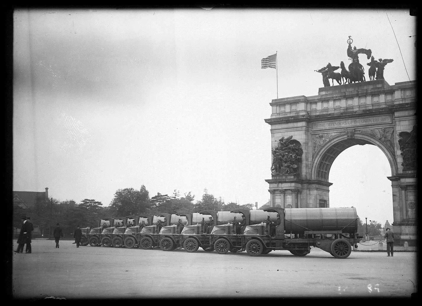 Sanitation Equipment at Grand Army Plaza, Brooklyn, Department of Sanitation glass negative no. 363, n.d