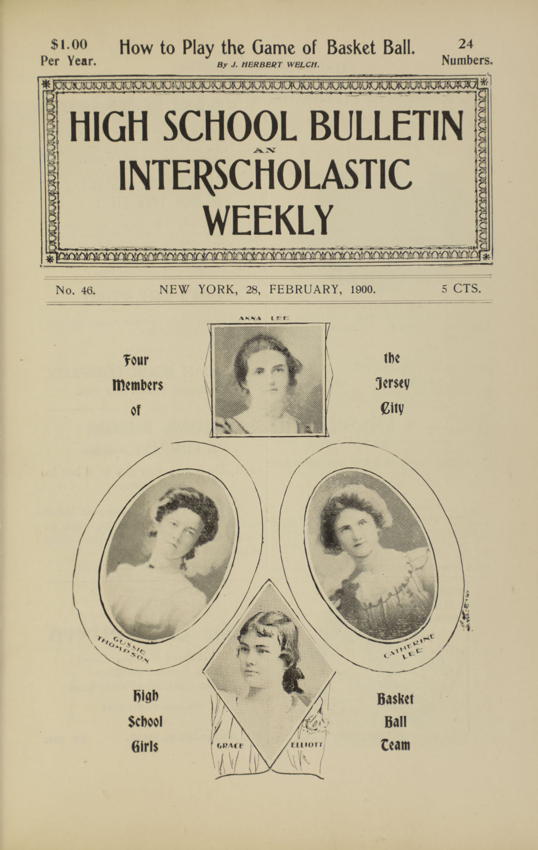 Four Members of the Jersey City High School Basket Ball Team, High School Bulletin , No. 46, Feb. 1900. Board of Education Collection, NYC Municipal Archives.