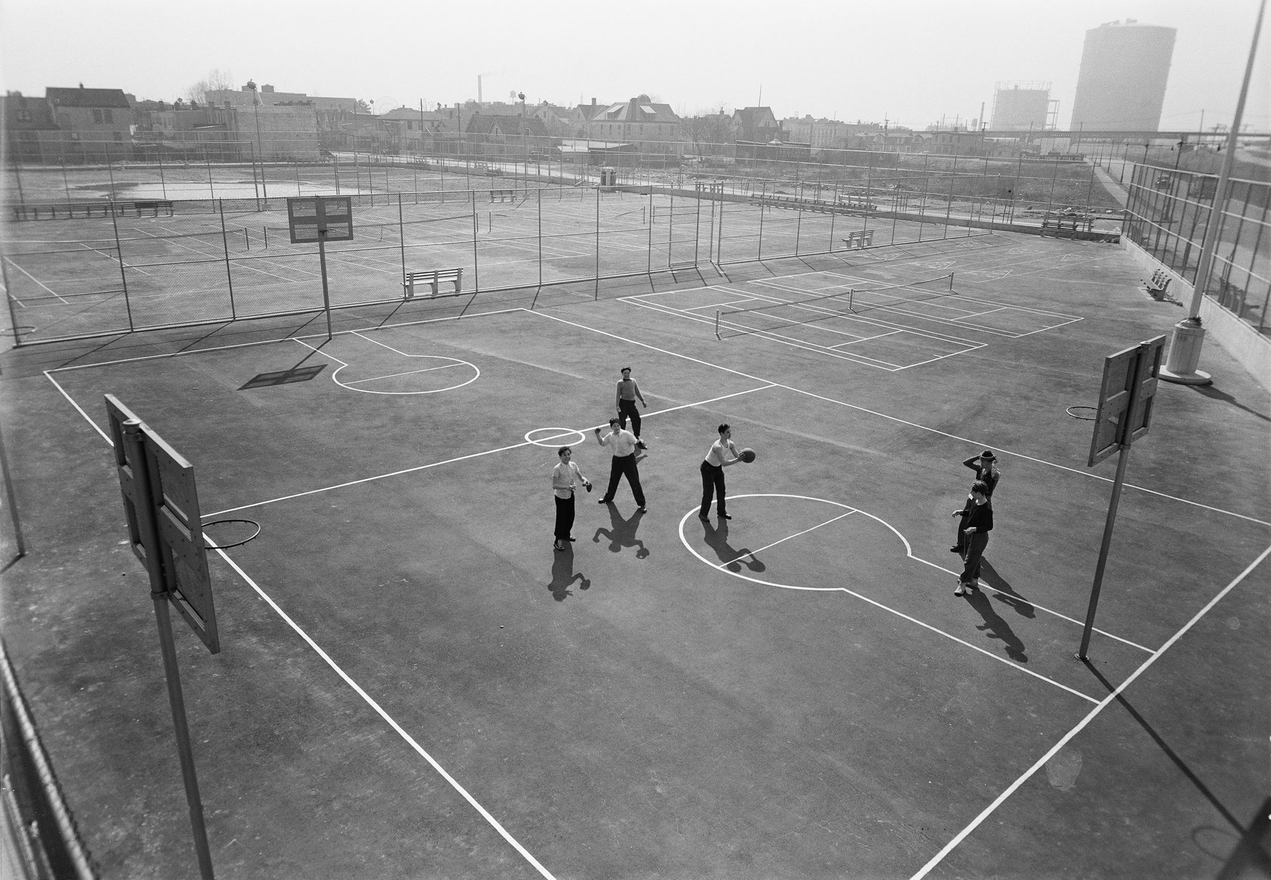 DPR_19876: Abraham Lincoln High School Playground, March 27, 1941. Department of Parks and Recreation Collection, NYC Municipal Archives.
