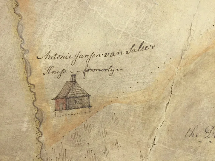 Before treatment, detail showing the former house of Antonie Jansen van Salee.