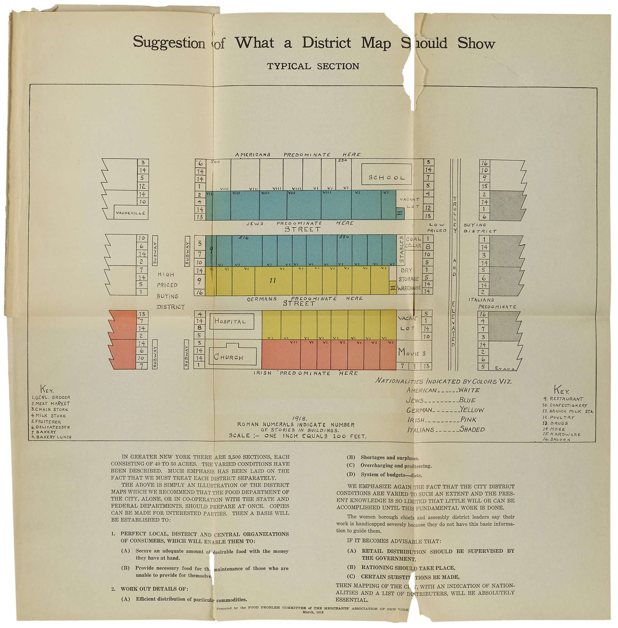 “What a District Map Should Show,” Report of the Food Problem Committee , 1918. NYC Municipal Library.