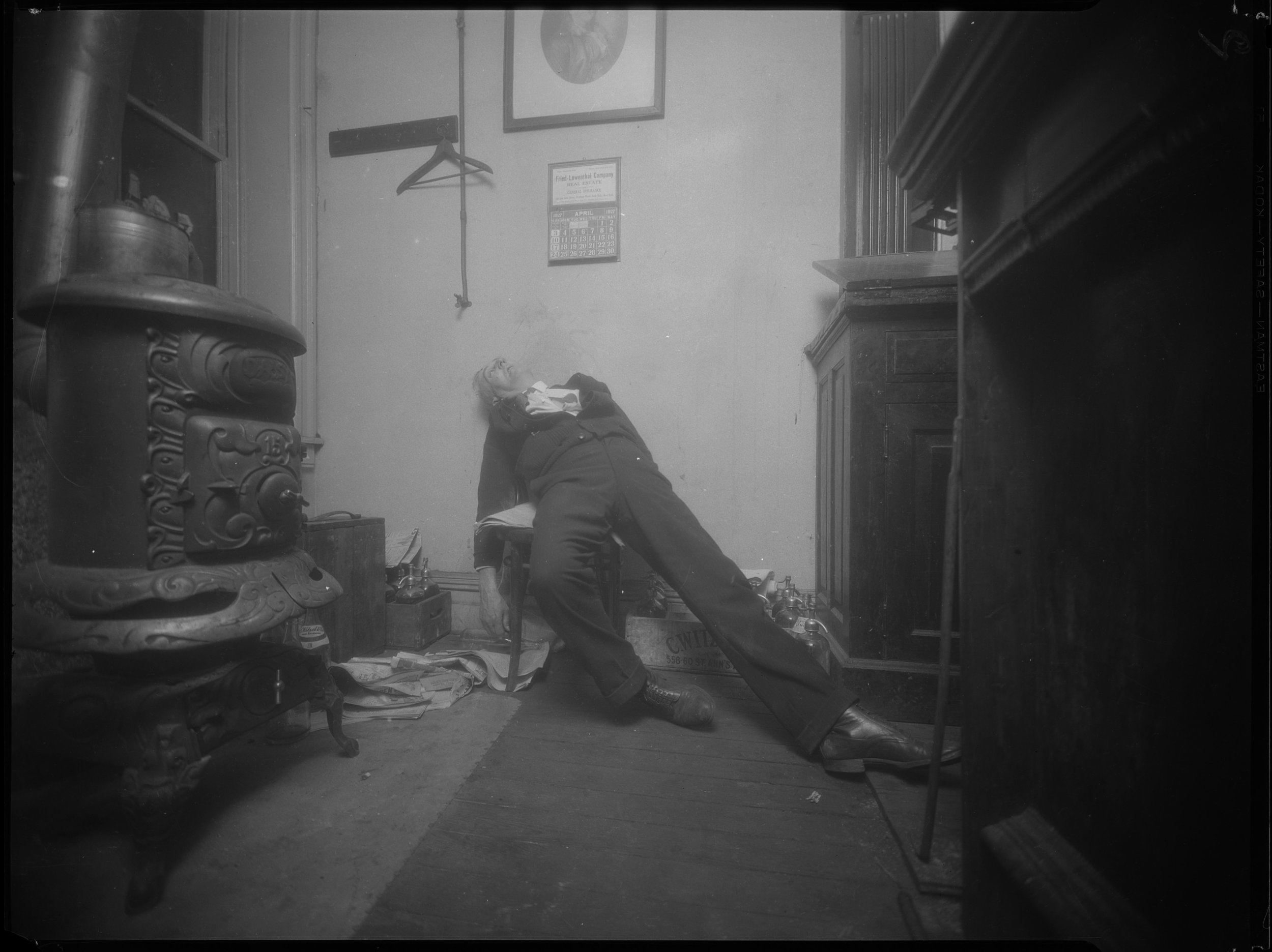 NYPD 8926a: Homicide of Thomas Reddington, found dead at 474 Brook Ave., Bronx (a speakeasy), April 9, 1927. George B. Nolan, NYPD Collection, NYC Municipal Archives.