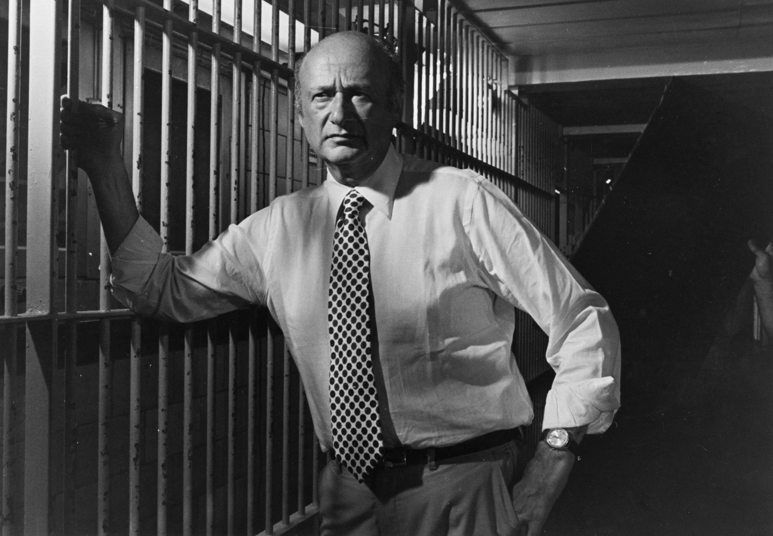 eik_08.010.0469: Mayor Edward I. Koch at Rikers Island filming a commercial on gun legislation, August 5, 1980. Mayor Koch Collection, NYC Municipal Archives.