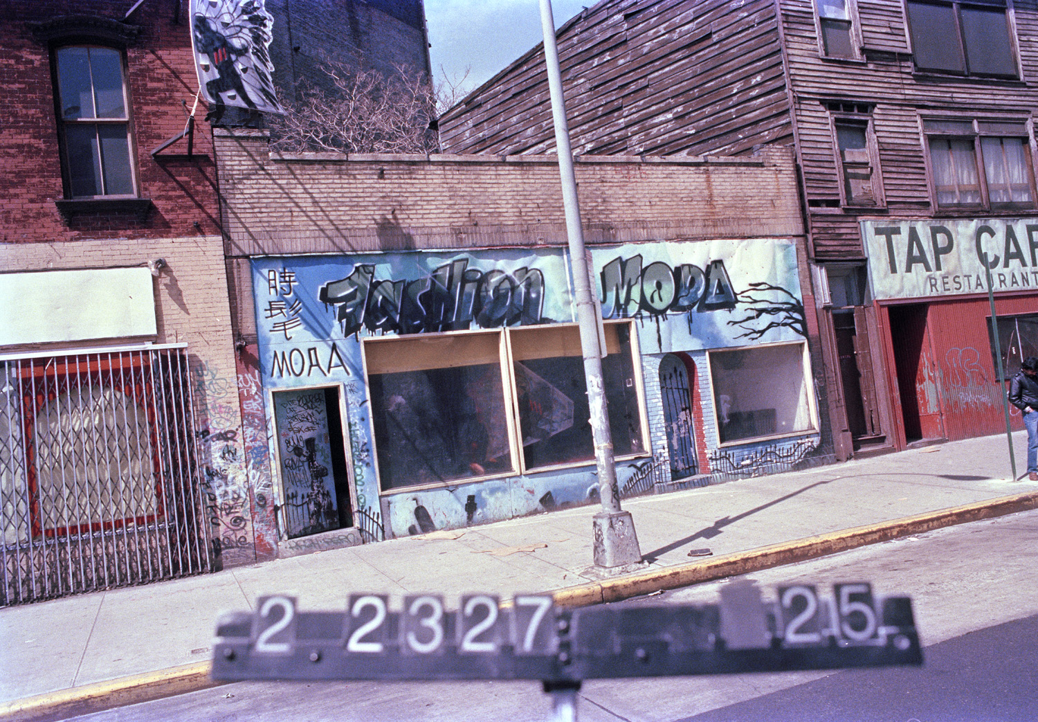 2803 Third Avenue, South Bronx, ca. 1985. Fashion Moda was an important artist space in the birth of Hip Hop and Graffiti culture. DOF Tax Photograph Collection, NYC Municipal Archives.