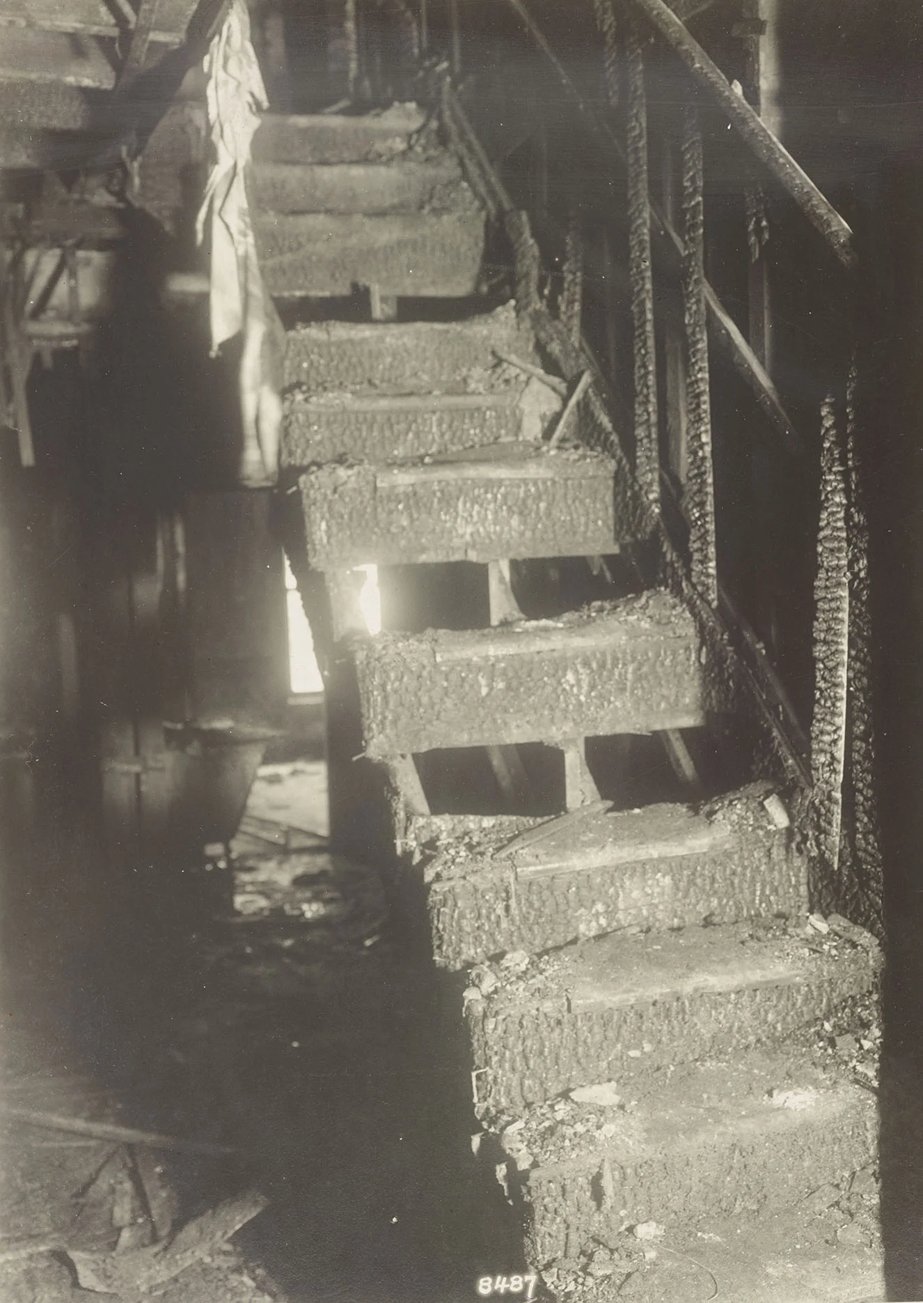 Wooden stairs of Old Law Tenement, destroyed by fatal fire, n.d. NYC Municipal Archives Collection.