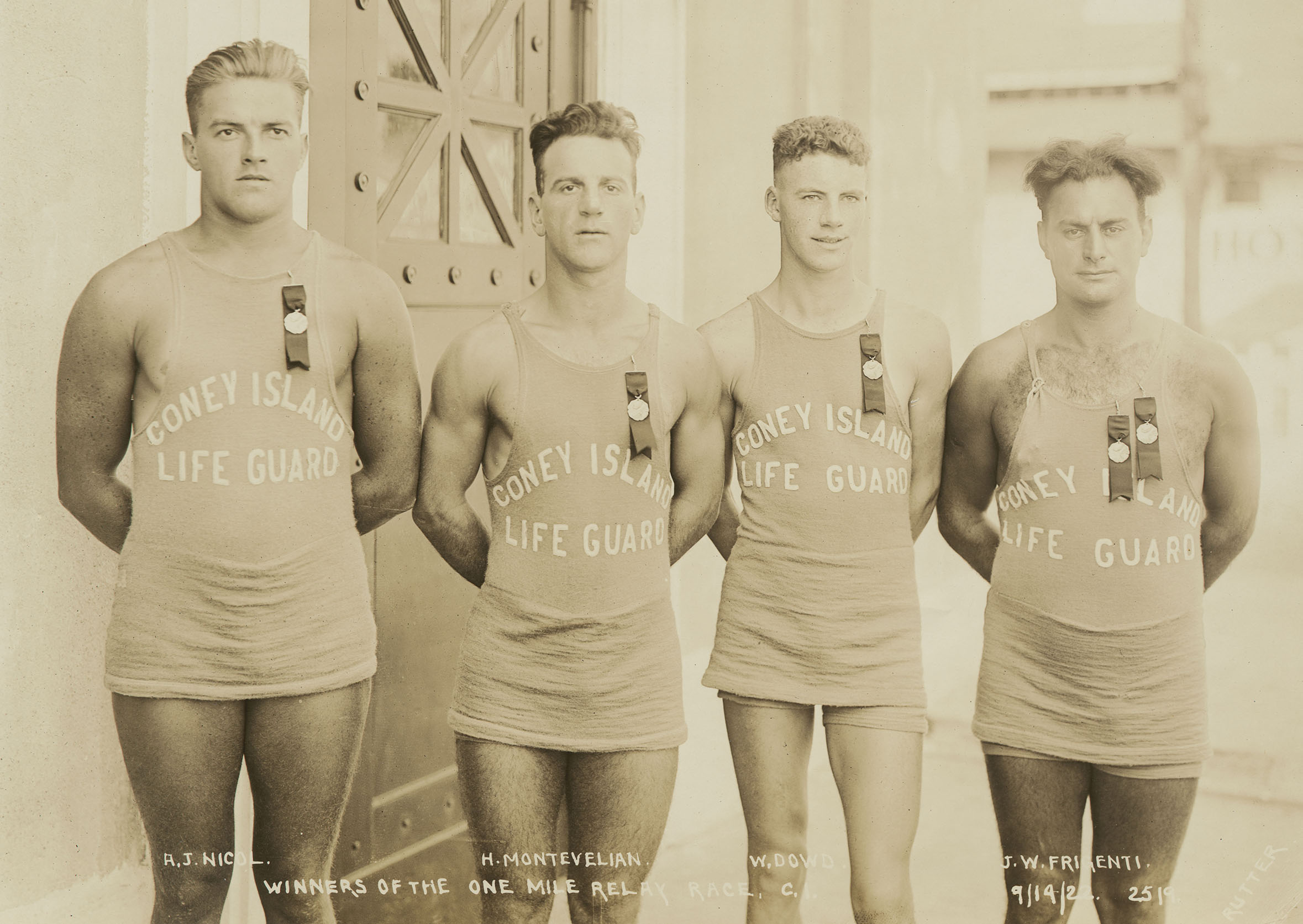 Coney Island Lifeguards, September 19, 1922. Photo by E.E. Rutter, Borough President Brooklyn Collection, NYC Municipal Archives.