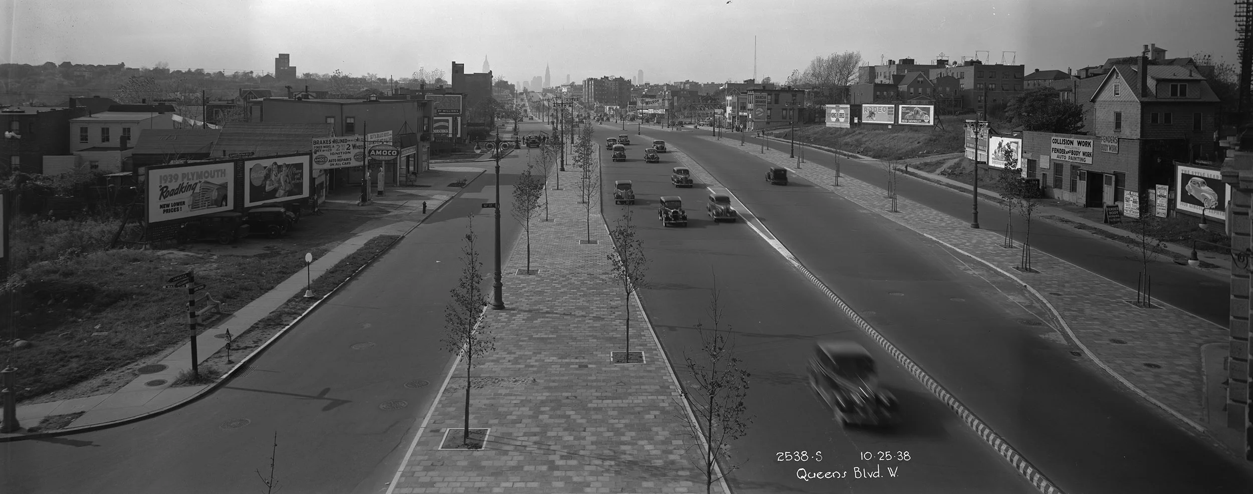 Queens Boulevard, looking west, October 25, 1938. Borough President Queens Collection, NYC Municipal Archives.
