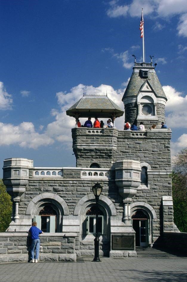 Belvedere Castle in New York City's Central Park. In 1867, Calvert Vaux  created this observation tower placed on top of Vista Rock. Belvedere means  panoramic viewpoint in Italian. The castle is designed