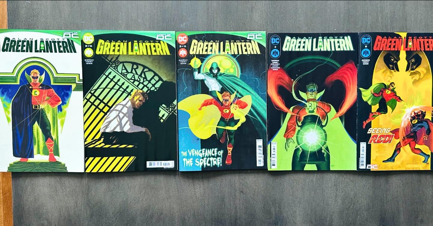 Finally, I picked up #AlanScottGreenLantern (1-5, of 6) today. Just look at the incredibly gorgeous covers by @davidtalaskidraws!!! I can&rsquo;t wait to read this series. 
Note: Interview with @ilovetimsheridan (from @calgaryexpo 2024) coming later 