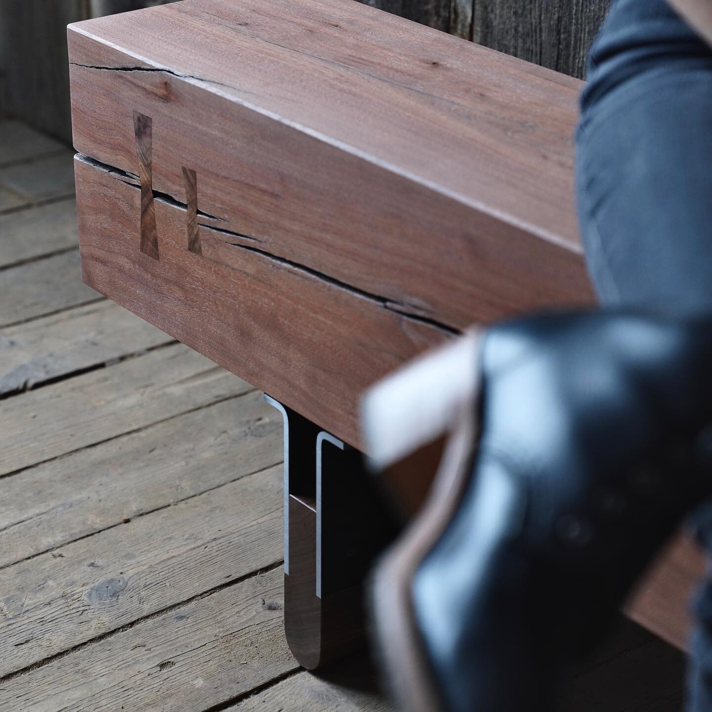 THE MOOG BENCH 
Air dried Wisconsin BLack Walnut Beam &bull; Hot-Rolled Steel .
.
.
.
#benchdesign #fiddlehammer #collectabledesign #walnut #milwaukee #woodjoinery #madeinamerica #quarantinedesign #woodbench #beambench