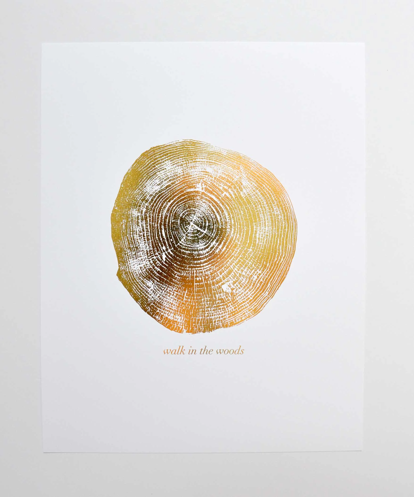 Walk in the woods gold foil art print flat. By Swell Made Co.