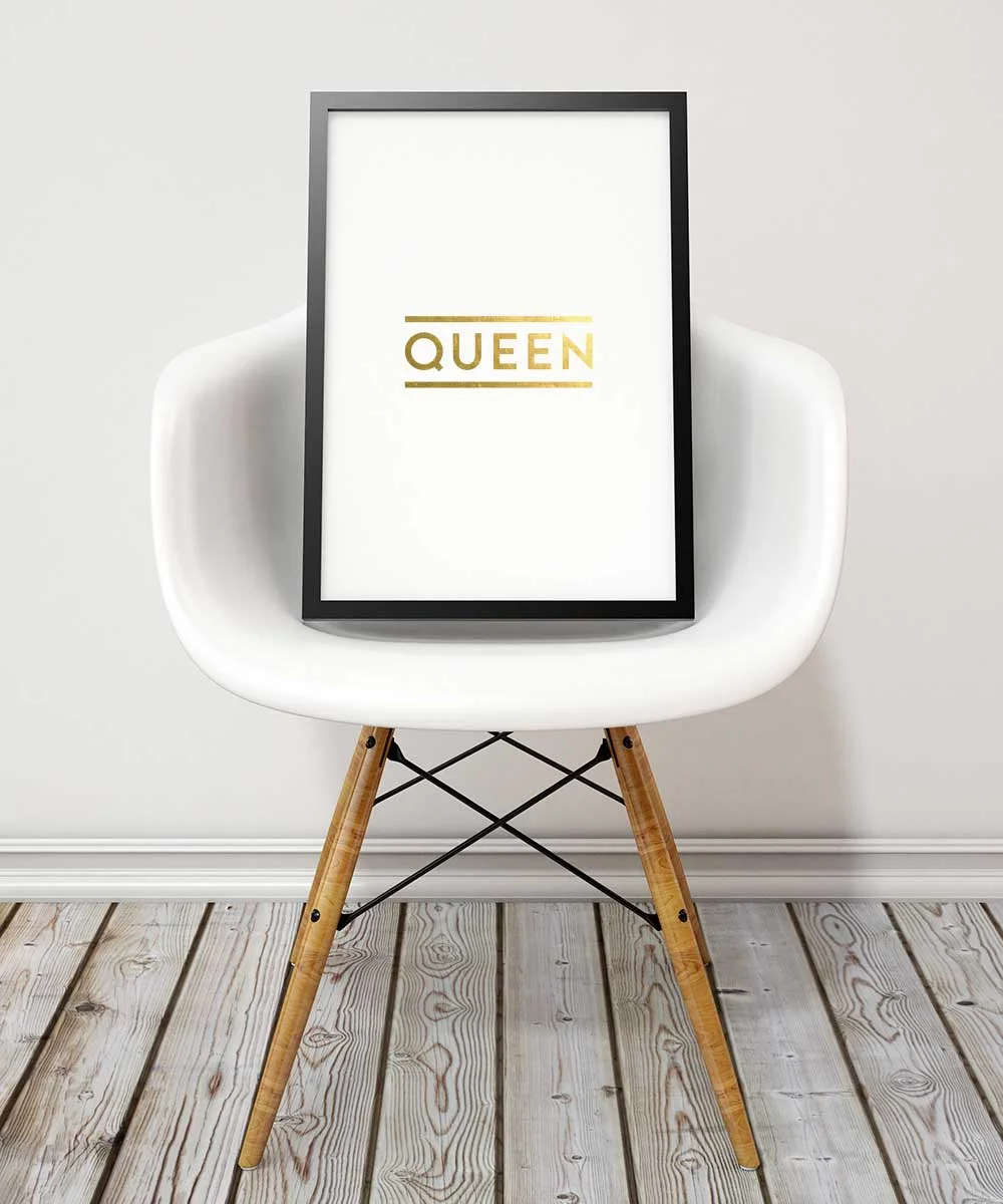 Queen Toronto subway font art print in gold foil. By Swell Made Co.