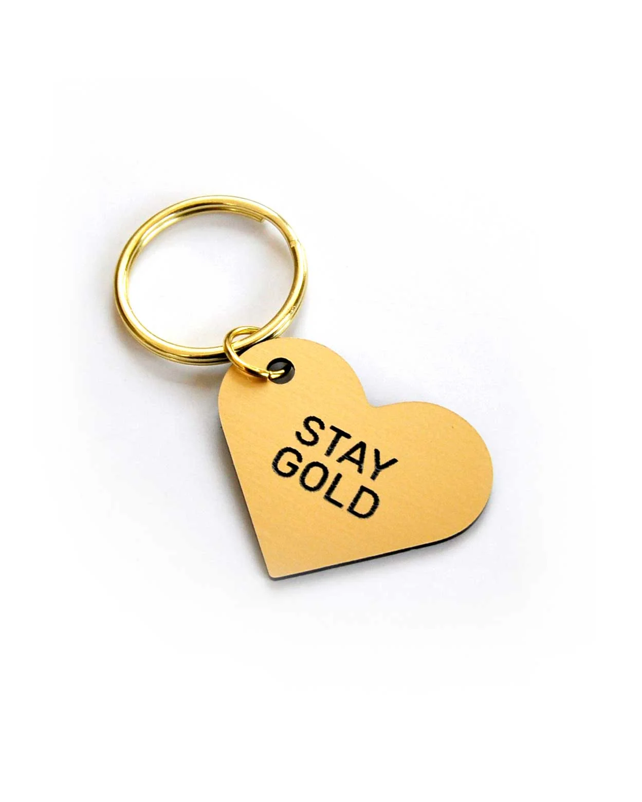 STAY GOLD Gold Heart + Black Rectangle Keytags