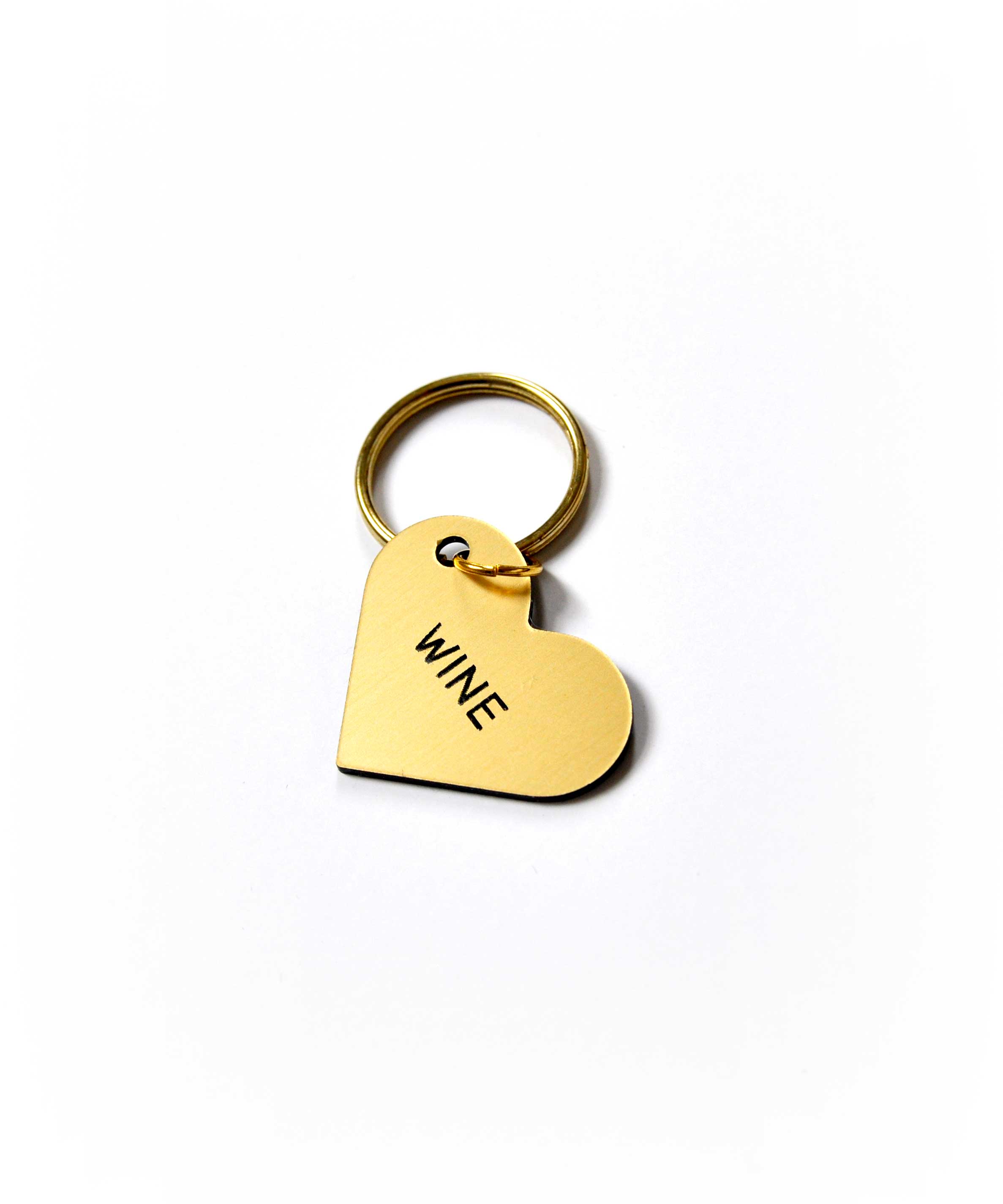 Wine gold heart keytag with gold plated key ring. By Swell Made Co.