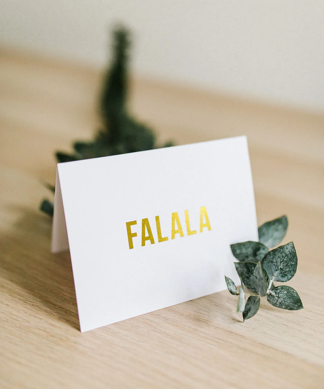 FALALA gold foil six letter sentiments card. Keep it simple over the holidays. By Swell Made Co.