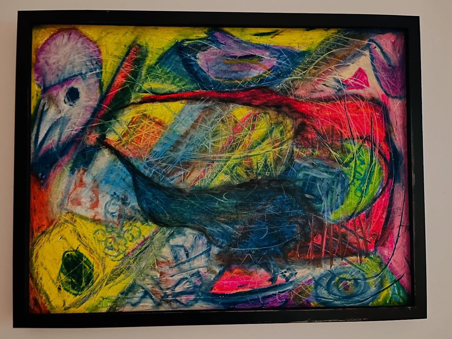 Co-created this with a friend. Oil pastels.