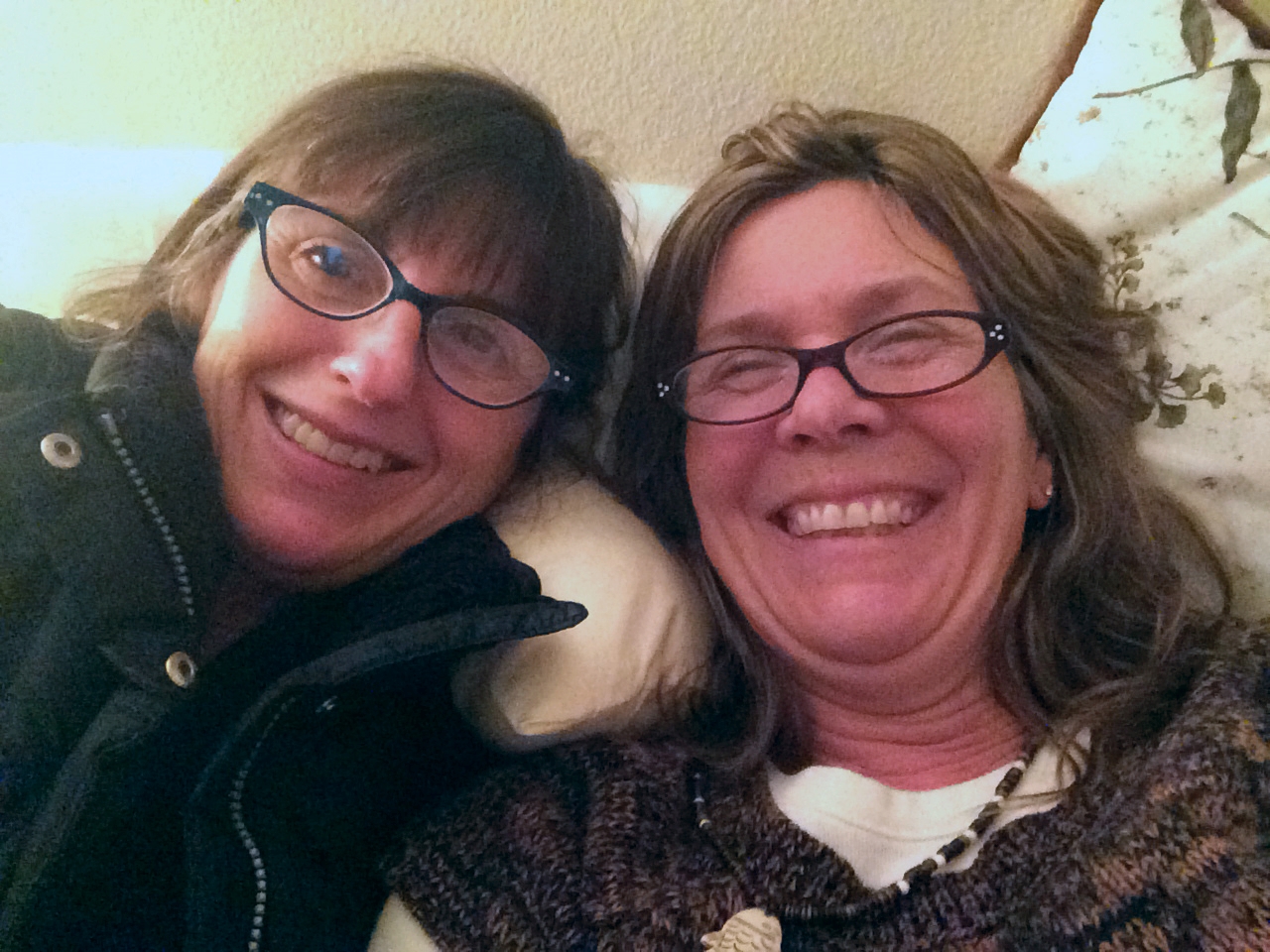 My friend Sandra and I snapped a photo after having one of our solve-the-problems-of-the-world conversations.