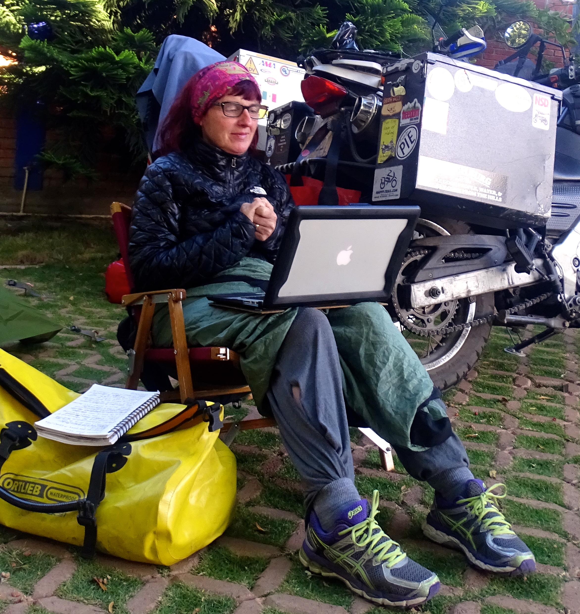 Chilly early morning writing in our campground outside Oaxaca.