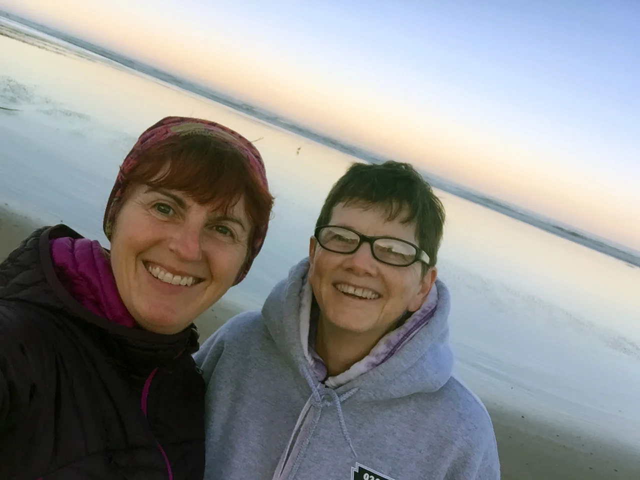 With my buddy Cyn on "my" Beverly Beach near our home.