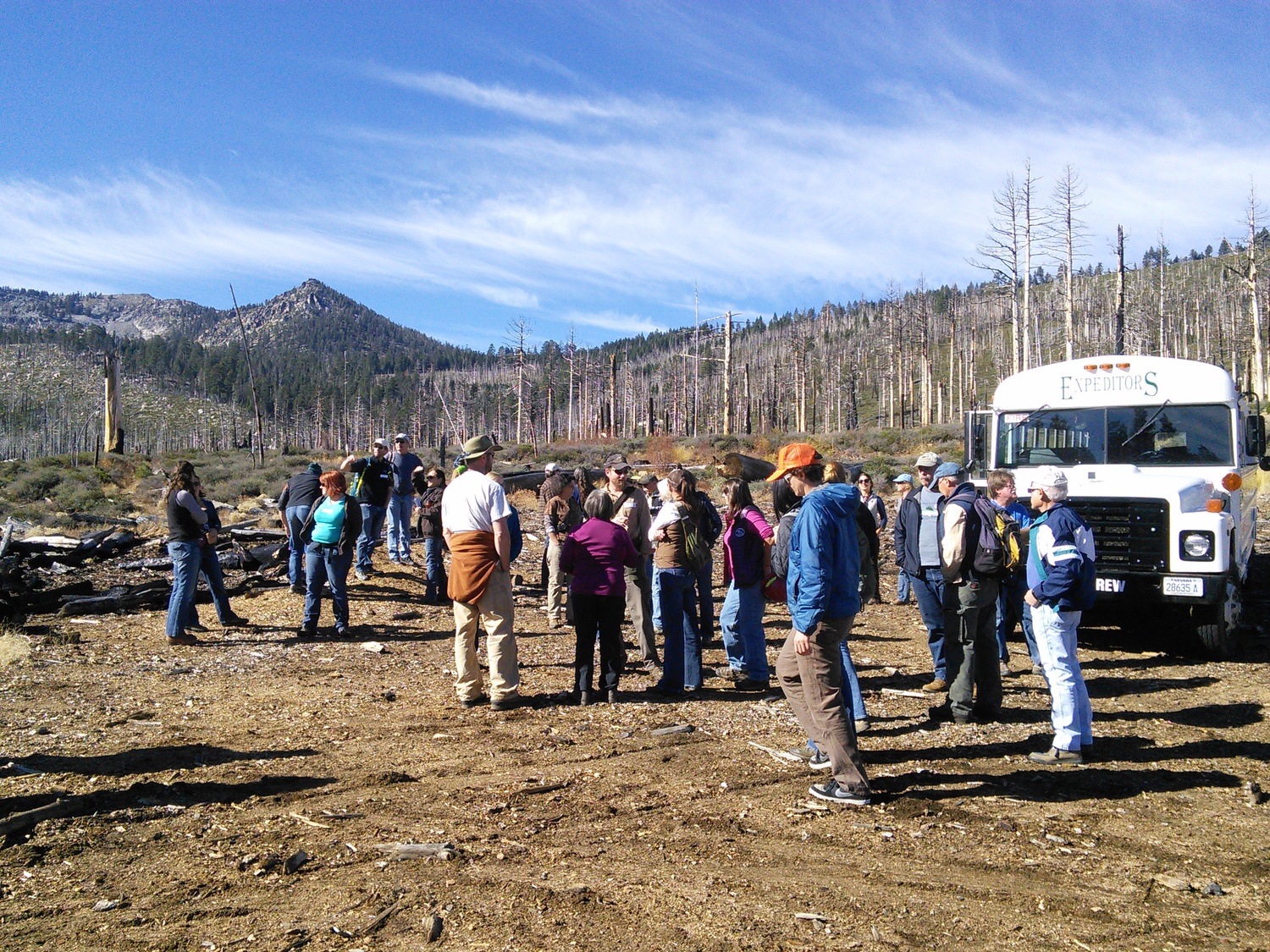 Fire Expediters was extremely generous and donated the use of their fire bus to help us get such a large group of people out to the woods