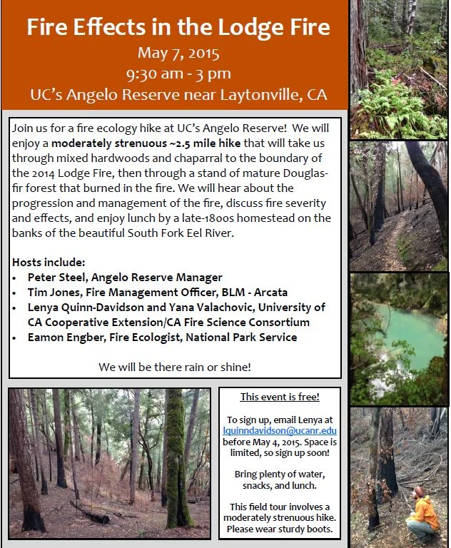Northern California Fire Science Field Days  (1-day free events): Branscomb, CA