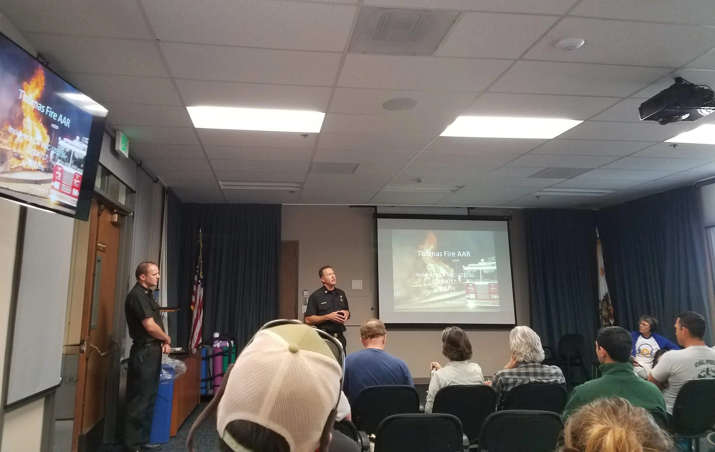 The field tour started with some introductions at the Ventura Emergency Operations Center with Assistant Fire CHIEF Matt Brock giving background on the Thomas Fire.