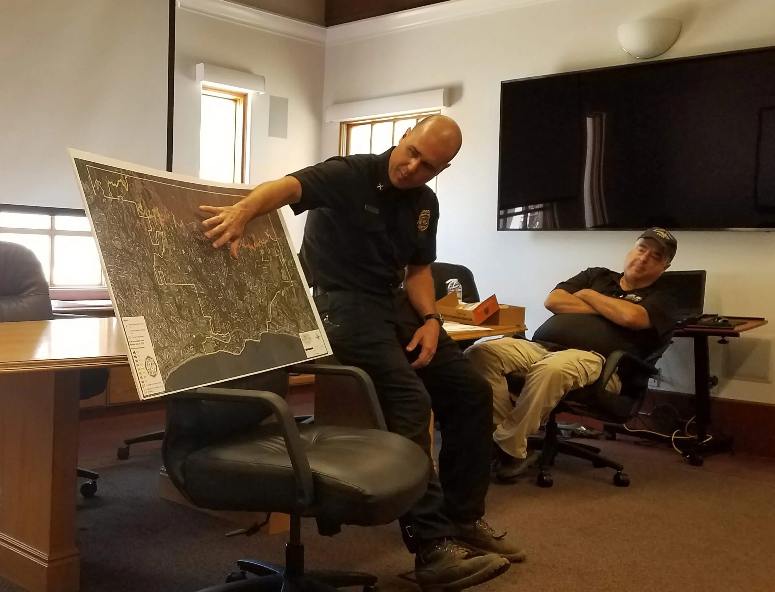 This map showed the Thomas fire outline and he pointed out areas that were affected by the mudflow in 2018.