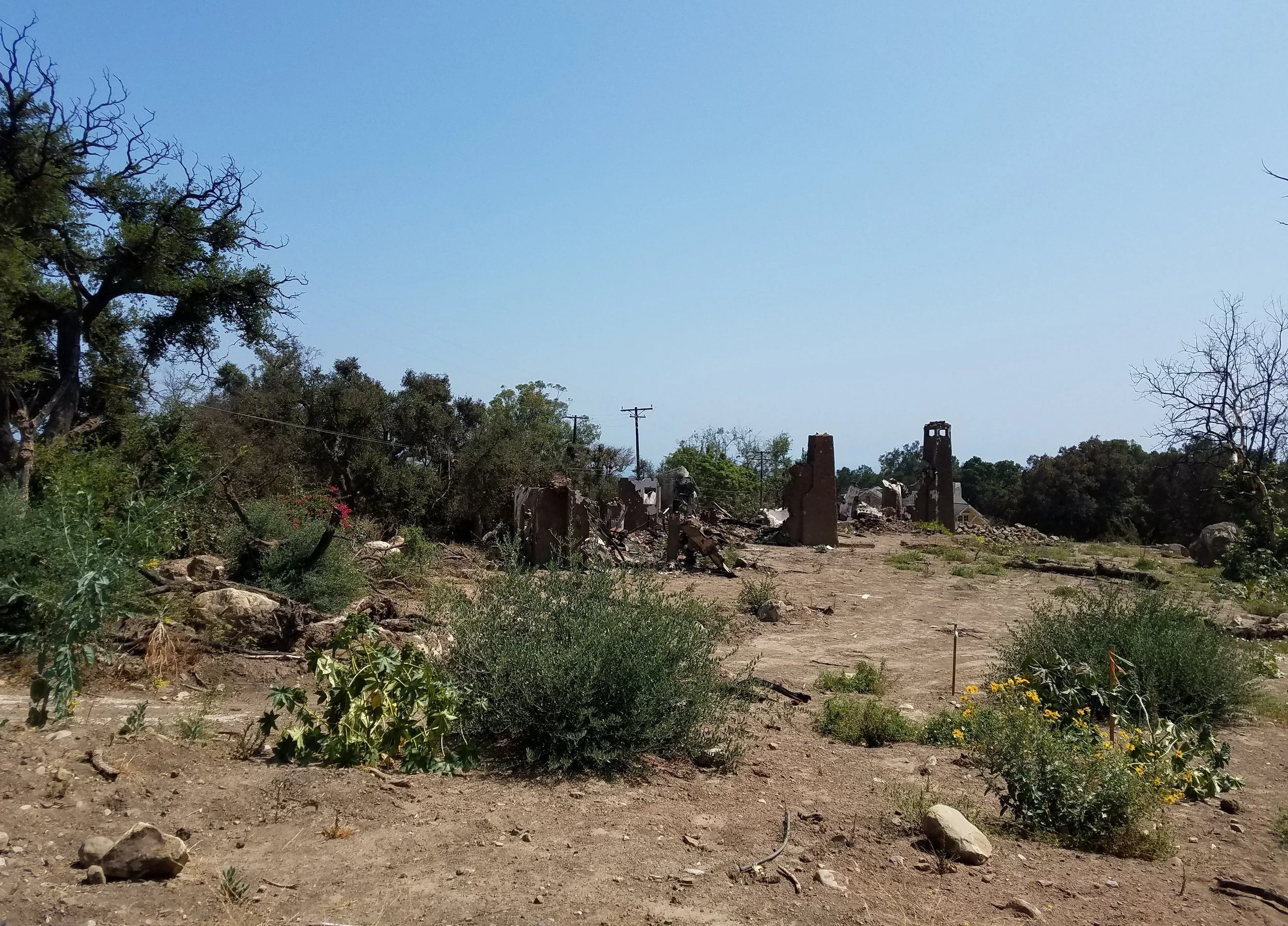 This was the site of a gasline explosion that occurred during the mudflow and sent visible flames into the air. The cause of this incident is still undetermined.